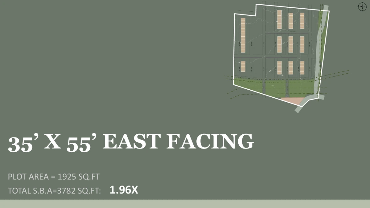Nambiar Beverly Green 35 x 55 east-facing villa key plan, 3,782 sq.ft. saleable