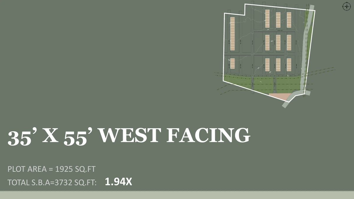 Nambiar Beverly Green 35 x 55 west-facing villa key plan, 3,732 sq.ft. saleable