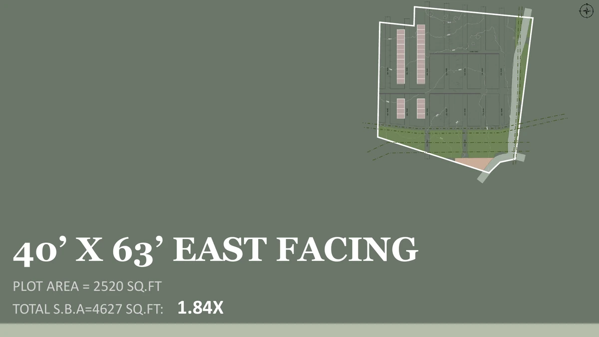 Nambiar Beverly Green 40 x 63 east-facing villa key plan, 4,627 sq.ft. saleable