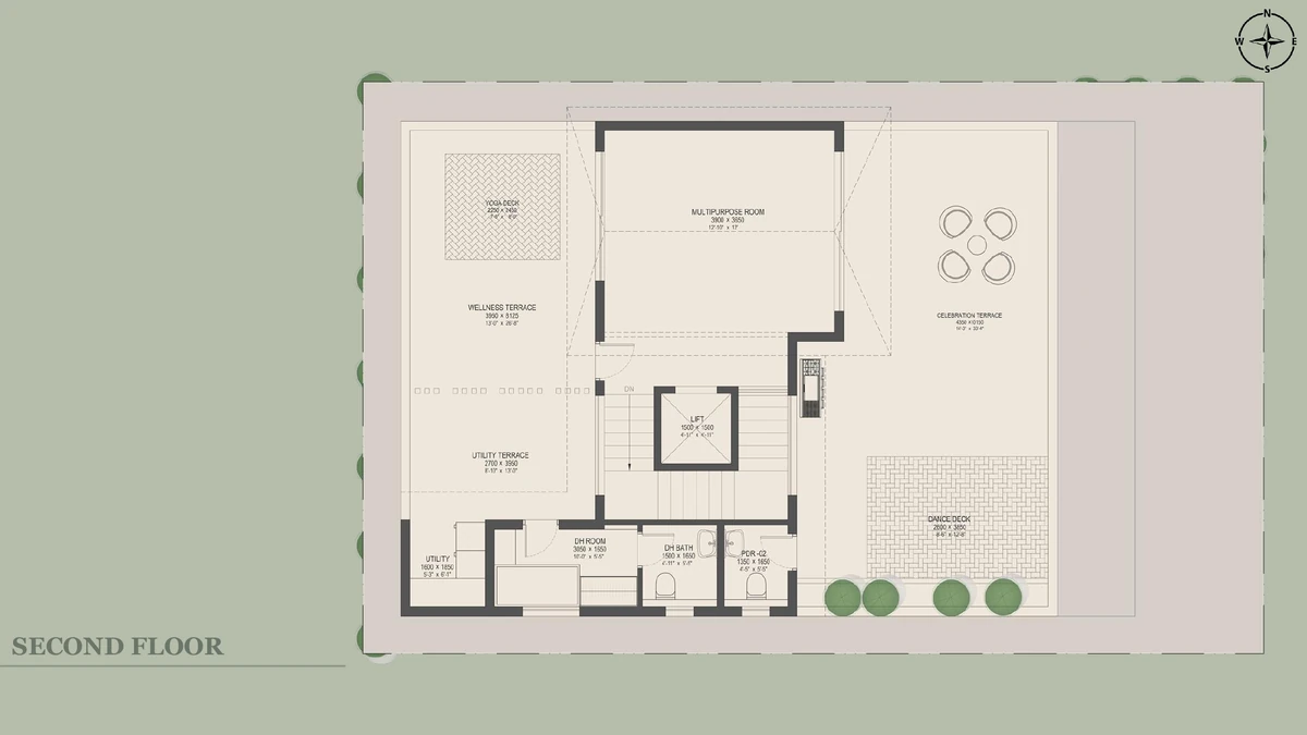 Nambiar Beverly Green 40 × 63 east facing villa second floor terrace plan