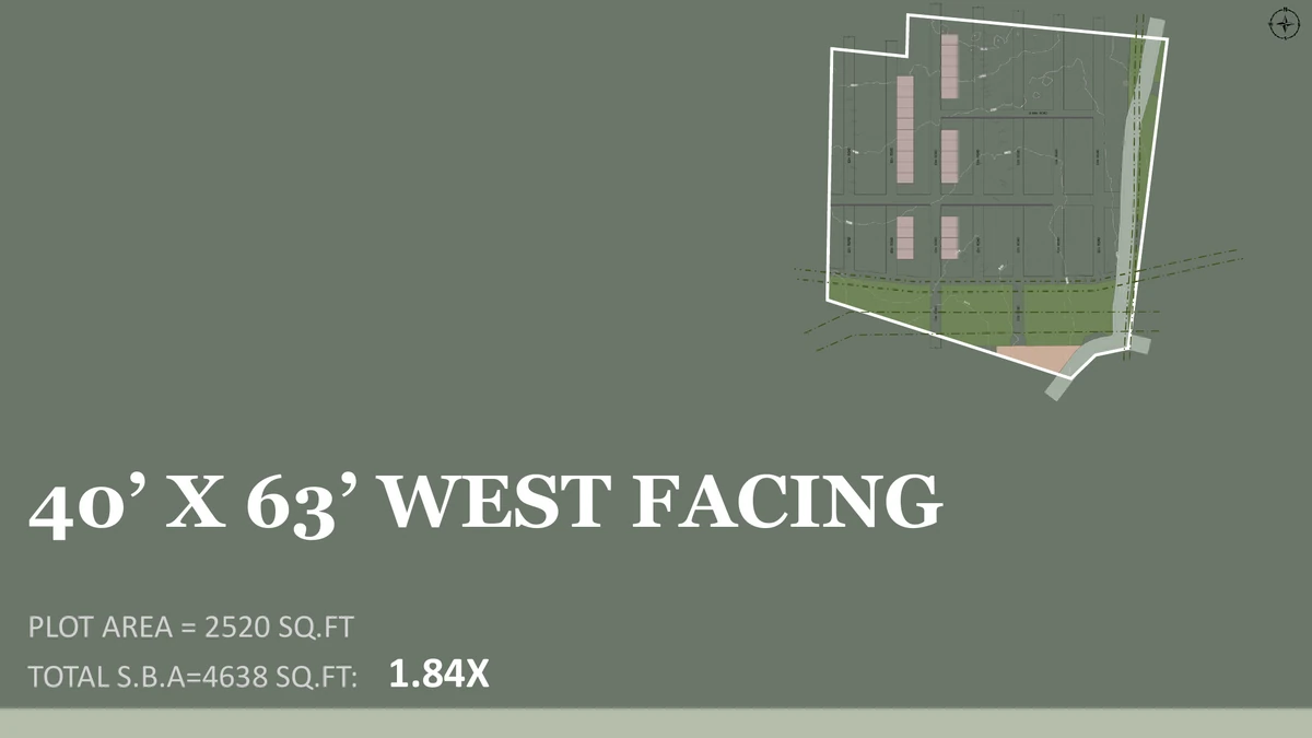 Nambiar Beverly Green 40 x 63 west-facing villa key plan, 4,638 sq.ft. saleable