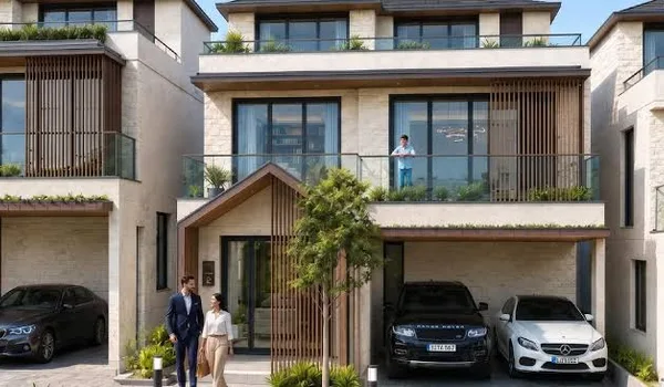 The terrace level of a villa at Nambiar Beverly Green